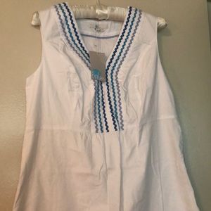 NWT Boden white cotton dress with ric rac trim